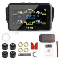 Car Tyre Pressure Monitor Solar TPMS T14-1 Tyre Pressure Alarm Tire Pressure Monitoring System Temperature Warning Fuel Save With 4 External Sensors Black