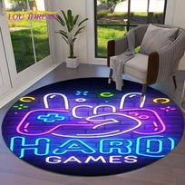 Gamepad Cartoon Game  Gamer Round Carpet Rug for Living Room Bedroom Child Playroom Chair Decor,Pet Area Rug Non-slip Floor Mat 60X60cm