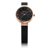 BERING Solar Durable Sapphire Gold Mesh Strap [Authorized Import] Watch, Unisex, Crystal, Long-Term Warranty, 14627-166, Black/Rose