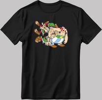 Asterix and Obelix, Famous Characters Figure, Short Sleeve White-Black Men's / Women's T-Shirt L336 XL