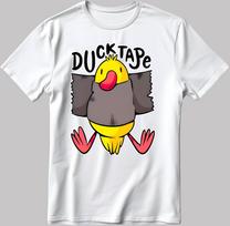Funny Duck Tape Figure Short Sleeve White-Black Men's / Women's T-Shirt E134 M