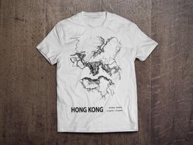 Hong Kong Blueprint City Map Coordinates / Heavyweight cotton unisex T shirt with print tee top 4XL