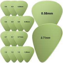 New Bee Guitar 4 Thicknesses with Storage Green Picks, 16-Piece Set, (0.58mm, 0.71mm, 0.96mm, 1.2mm), Non-Slip, Case, žalia