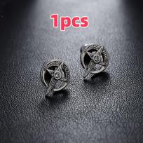 1pcs Hip Hop Stars Cross Earrings Retro Copper Zircon Men's Earrings Punk Fashion Party Jewelry Accessories