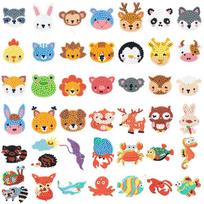 Kids DIY Cartoon Animal Mosaic Stickers Cross Stitch Decor DIY Toys-Diamond Painting & Bear Deer Fox Stickers