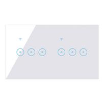 Tuya Alexa WiFi Light Wall Switches Smart Home Products 6 Gang Light Timer Control Switch Phone WiFi Controlled Light Switch 220 146*86*35mm&Universal Standard balta