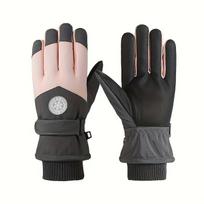 Winter Snowboard Ski Gloves PU Leather Waterproof Fleece Lined Warm Cycling Gloves Anti-Slip Touchscreen Motocycle Snow Gloves