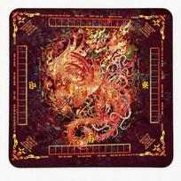 Ancient Chinese Mythical Creatures American Hot-selling Colorful Rubber Waterproof Anti-Slip Foldable Mahjong Pad Table Mat 80*80*0.2 CM raudona