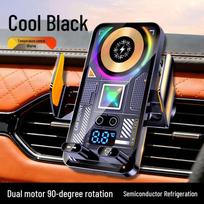 H6 Wireless Charging Car Phone Holder with Rotating Screen & Semiconductor Cooling Fan šalta juoda spalva