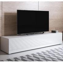 TV spintelė - LUKE H2 - 160 x 32 x 40cm - Balta Blizgi apdaila - 3 skyriai