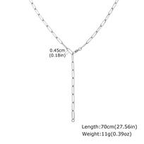 Y Necklace, Stainless Steel 18K PVD Plating Long Chain Paperclip Link Lariat Necklace for Women Aesthetic Jewelry