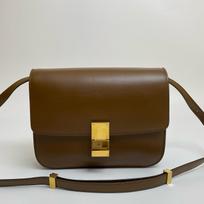 [Pre-Owned] Classic Box Gold Buckle Polished Calfskin Tofu Square Crossbody Shoulder Bag Medium - Excellent #UCVQ4E ONE SIZE