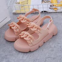 Women's Roman-Style Platform Sandals: Non-Slip, Thick-Soled, Velcro Beach Shoes Size 36-37