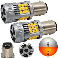 2 vnt. P21/5W LED lemputė BAY15D 12-24V be klaidos 2800lm balta-oranžinė