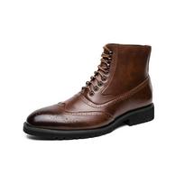 Mada Britiškas Stilius Vyriški Suknelės Aukštakulniai Batai Klasikiniai Vyriški Auliukiniai Batai Mada Odiniai Vyriški Brogue Batai Patogūs Elegantiški Verslo Botai 38 ruda