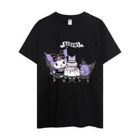 MINISO Kuromi T Shirt Women Couple Combination Clothes Short Sleeve Collar Fashion Man Cotton S juoda