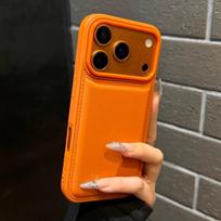 Luxury Matte Soft Leather Phone Case For iPhone 17Air 15 14 Plus 13 12 11 16 Pro Max Lens Protection Shockproof Silicone Cover iPhone17 oranžinė