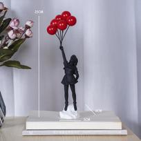 Banksy mergaitė su balionu figūrėlė Estetiškos statulėlės Dervos menas Dizainerio amatai Skulptūra Prabangi svetainės dekoracija Stalo aksesuarai gray