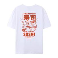 Retro Back Print Sushi Graphic Tees Women Cute Funny Japanese Food TShirts Oversized Streetwear Clothes Unisex Fashion Top Gift S