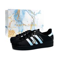 Adidas Originals Superstar 2 Dreamy Stellar Orbit Abrasion Resistant Low top Skateboard Shoes Unisex Black Blue Pink JI0079(Team865-SBOX) 37⅓