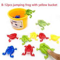 Jumping 12Pcs Frogs Bounce Fidget Toys Novelty Action Figures Frog With Bucket Stress Toys For Children Birthday Gift