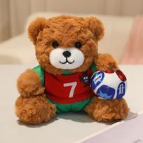 20cm Football Game Teddy Bear Plush Toy Stuffed Sitting Countries Dressed Brown White Animal Plushie Mascot Souvenir Gift 20cm