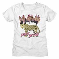 Def Leppard Love Bites Leopard White Women's T-Shirt L