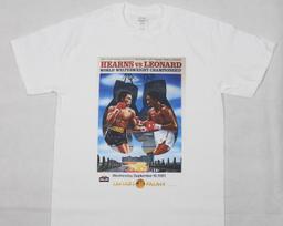 Thomas 'Hitman' Hearns Vs Sugar Ray Leonard fight poster White T-Shirt sizes available S-3XL M