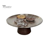 Simple Design Plate Stainless Steel Fruit for Kitchen Counter, Modern Pedestal Serving Smooth Edge Tray, Multi-use Dessert Platter Dining Table S