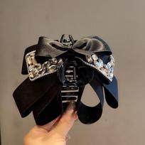 1PC high-end black flash diamond multi-layer bow grab clip women's fashion light luxury rear head disc hair shark clip juoda