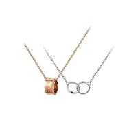 Daniel Wellington Clavicle chain small double ring gilt luster alloy necklace women's rose gold & silver N158N167 sidabras