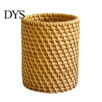 Makeup Brush Holder Faux Rattan Pen Holder, Woven Style Boho Office Desk Organizer Desktop Organizer, Multi-functional Resin Pencil Cup for B