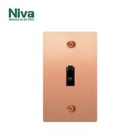 Niva 1 Gang Toggle Light Switch US Standard 110V Brass Panel Vintage Green Bronze Wall Switch for Home Hotel Use (Rose Gold,118mm*72mm&US Standard) rožinio aukso spalvos