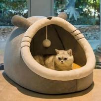 Semi-enclosed Cute Cat Dog Bed Pet Nest Kennel Soft Mat Puppy Kitten Tent Pet Supplies Warm Cat Bed Cave (as the picture,S(30*30*28CM))