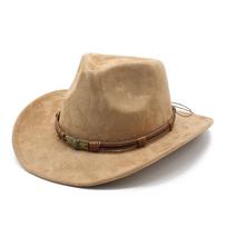 Cross-border Explosions Suede Warped Edge Western Cowboy Hat Men's Women's Outdoor Travel Four Seasons Unisex M(56-58cm)