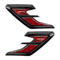For Universal Car Fender Side Trim Sticker New Carbon Fiber Texture Forged Style Personalized Body Decoration Accessories With"Sport"Logo raudona
