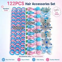 Glitter Bow Girls Hair Accessories Set Rhinestone Girls Hair Clips Set Girls Hair Bands  Kids Girls 122pcs