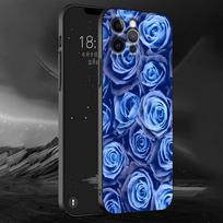 Phone Case For iPhone 13 15 14 12 11 Pro MAX XR X SE XS 7 8 Plus Luxury iPhone13 Capa Silicone Cover Fundas Blue Rose Flower iPhone 12 Pro