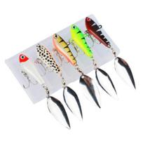 5Pcs Fishing Lures Realistic Looking Bright Colors Rotation Spoons Freshwater Spinner Artificial