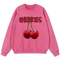 Vyšnių rašto moteriškas vintažinis skalautas medvilninis džemperis Plonas stilius Hip Hop apvalia iškirpte su gobtuvu Ruduo Paprastas Oversize 3XL black