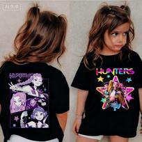 Cute Kpop Demon Hunters Child Short Sleeve Kpop Demon Hunters Tee Harajuku Casual Fashion Cotton Tee Top Cosplay Clothing Top 150