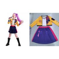Mira Rumi Zoey Stage Costumes for Kids, Black Costume, Uniform for Girls, Halloween Party, Role Play, Printed Costumes 110cm dangaus mėlyna spalva