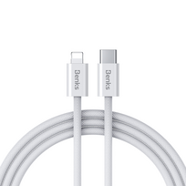 Benks Cable D46 braided – Type C to Lightning – PD 27W 3A 2 metres baltas