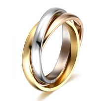 Nerūdijančio plieno susikertantis trigubas žiedas moterims Daugiaspalvis vestuvinis žiedas Bague Trys viename US Ring Size 6