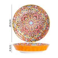 8Inch Bohemian Ceramic Western Steak Plate Vintage Dinnerware Set Floral Design Home Restaurant Fruit Plate Bowl Dinner Plate Quality (as the picture-71129-)-