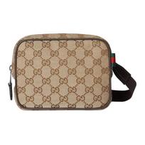 GUCCI GG drobės rankinė per petį Mini Vyriška Smėlio spalvos Tamsiai ruda Basic Set (Bag + Dustproof Bag)