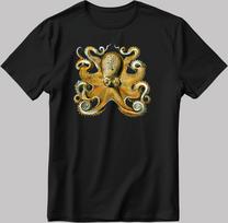 Octopus Figure Short Sleeve White-Black Men's / Women's T-Shirt F050 4XL