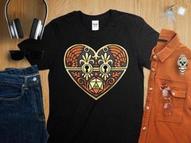 Treasure Chest Heart D20 Valentines Day Dungeons Tabletop RPG Roleplaying Dragons D20 D&D Fans DND Gamer T-Shirt S