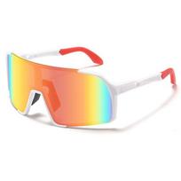 Sport Cycling Sunglasses UV Protection Anti-Scratch Impact Resistant TR90 Frame Unisex Bike Glasses With Adjustable Nose Pad White Frame with Mirror Lens