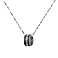 Daniel Wellington Silver obsidian contrast color alloy resin two-color necklace men and women same style couple model DW00400307 juoda